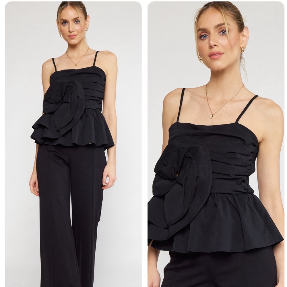 🎀🎀ENTRO Bow spaghetti strap top flower 🎀🎀